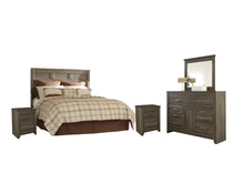 Load image into Gallery viewer, Juararo Queen Panel Headboard with Mirrored Dresser and 2 Nightstands
