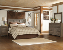 Load image into Gallery viewer, Juararo Queen Panel Headboard with Mirrored Dresser and 2 Nightstands
