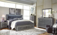 Load image into Gallery viewer, Lodanna King Panel Bed with 2 Storage Drawers with Mirrored Dresser and 2 Nightstands
