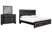 Load image into Gallery viewer, Kaydell King Panel Bed with Storage with Mirrored Dresser
