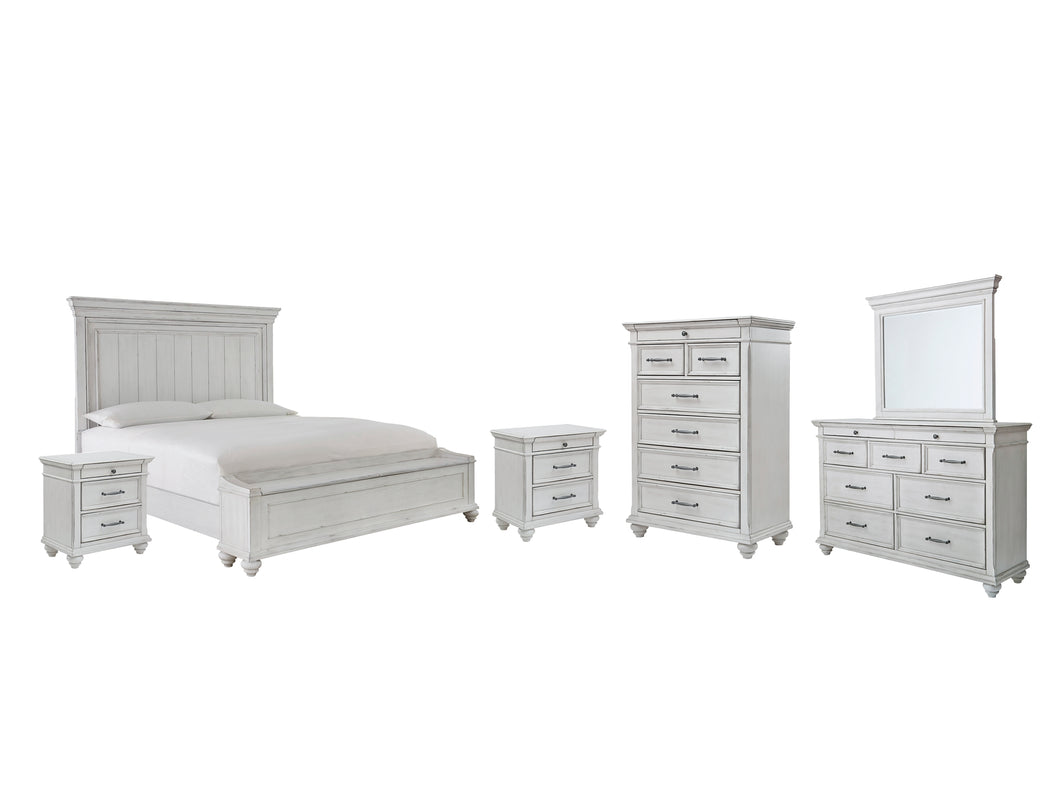 Kanwyn Queen Panel Bed with Storage with Mirrored Dresser, Chest and 2 Nightstands