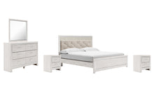 Load image into Gallery viewer, Altyra King Panel Bed with Mirrored Dresser and 2 Nightstands
