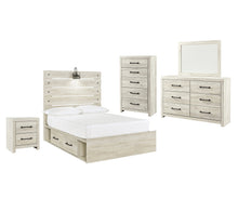 Load image into Gallery viewer, Cambeck Full Panel Bed with 4 Storage Drawers with Mirrored Dresser, Chest and Nightstand
