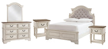 Load image into Gallery viewer, Realyn Full Panel Bed with Mirrored Dresser and 2 Nightstands
