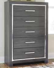 Load image into Gallery viewer, Lodanna Full Upholstered Panel Headboard with Mirrored Dresser, Chest and Nightstand
