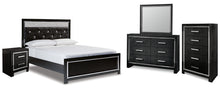 Load image into Gallery viewer, Kaydell Queen Upholstered Panel Bed with Mirrored Dresser, Chest and Nightstand
