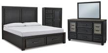 Load image into Gallery viewer, Foyland California King Panel Storage Bed with Mirrored Dresser and Chest
