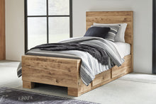 Load image into Gallery viewer, Hyanna Twin Panel Bed with Storage with Mirrored Dresser
