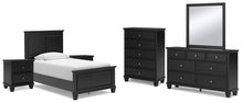 Load image into Gallery viewer, Lanolee Twin Panel Bed with Mirrored Dresser, Chest and 2 Nightstands
