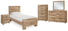 Load image into Gallery viewer, Hyanna Twin Panel Bed with Mirrored Dresser, Chest and Nightstand
