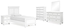 Load image into Gallery viewer, Fortman Twin Panel Bed with Mirrored Dresser, Chest and Nightstand
