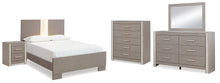 Load image into Gallery viewer, Surancha Queen Panel Bed with Mirrored Dresser, Chest and Nightstand
