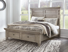 Load image into Gallery viewer, Harrastone Queen Panel Bed with Mirrored Dresser
