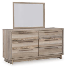 Load image into Gallery viewer, Hasbrick Queen Panel Bed with Mirrored Dresser
