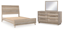 Load image into Gallery viewer, Hasbrick Queen Panel Bed with Mirrored Dresser
